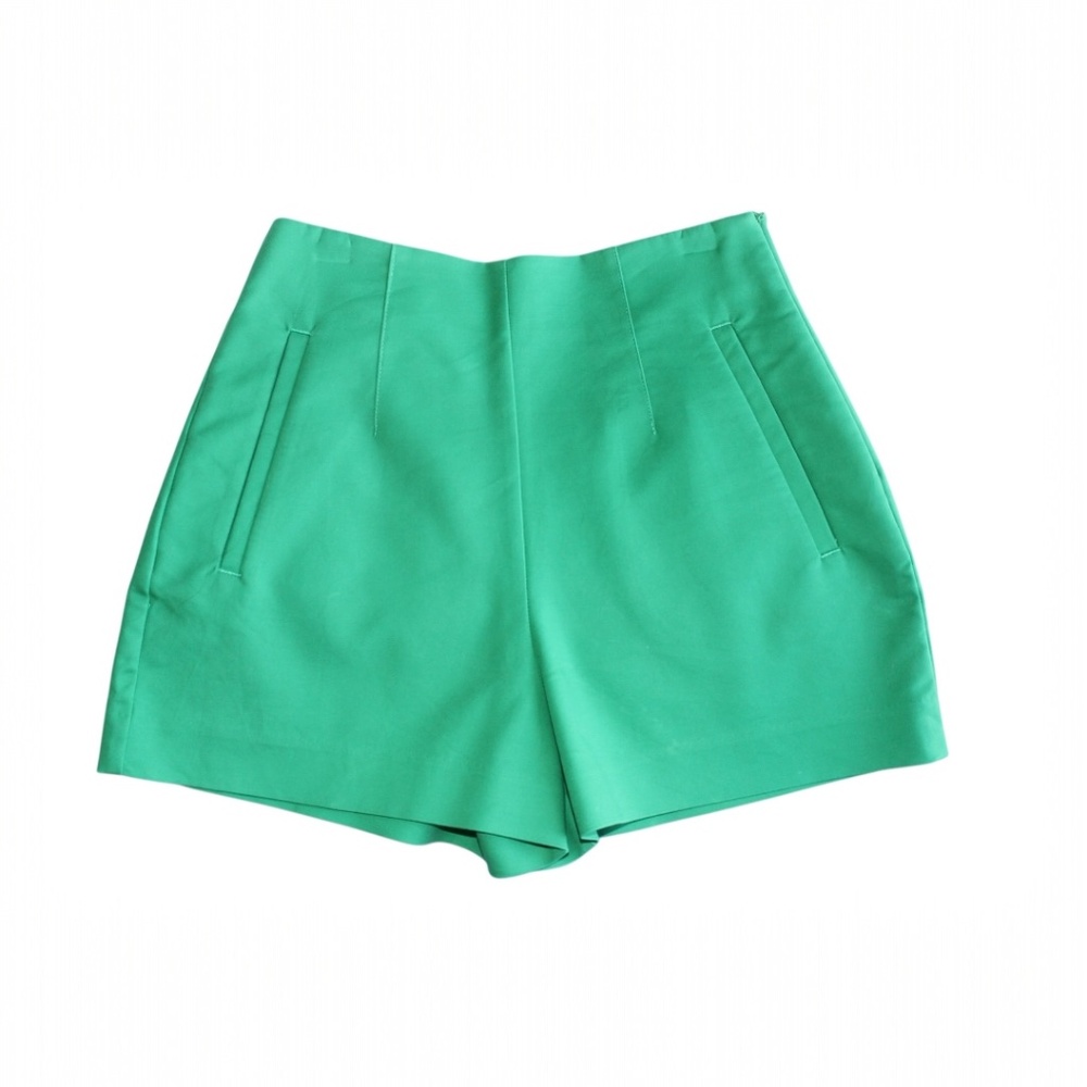 Green Zara Tailored High Waisted Shorts Size S